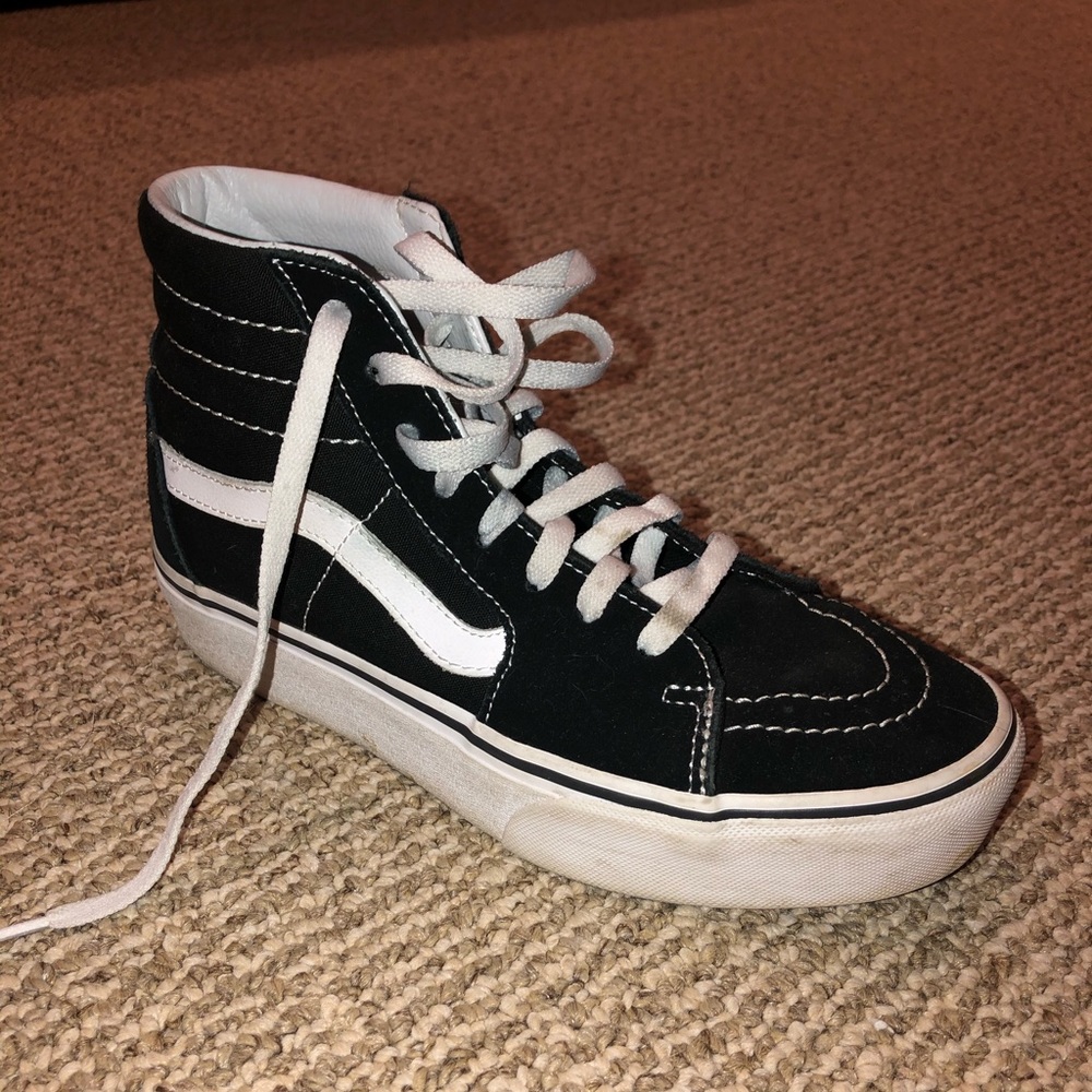 Black high top platform Vans